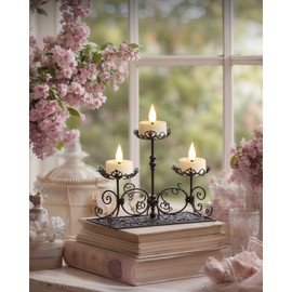 Amagic Flameless Timer Remote Tealights Candles, 3D Black Wick Flickering Tea Lights, 400+Hour White Votive Candles Battery Operated, Set of 12 for Wedding Table Decor, Halloween, Christmas, Holiday