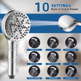 12" All Metal Shower Head, High Pressure Rainfall Shower Head/Handheld Showerhead Combo with 11" Adjustable Shower Extension Arm, 71" Hose, Shower Head Holder, Chrome