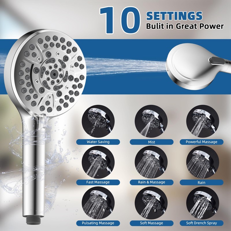 12" All Metal Shower Head, High Pressure Rainfall Shower Head/Handheld