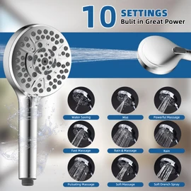 12" All Metal Shower Head, High Pressure Rainfall Shower Head/Handheld Showerhead Combo with 11" Adjustable Shower Extension Arm, 71" Hose, Shower Head Holder, Chrome