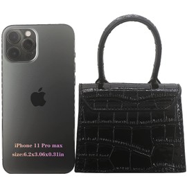 Nodeber Mini Crossbody Bag for Women Girls Synthetic Leather Flap Purse Styling Top-Handle Clutch Handbag Croco Black