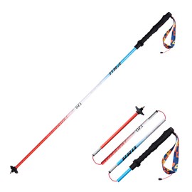 AONIJIE 2pcs New Folding Durable Trekking Pole, Lightweight Quick-Lock 7075 Aluminum Alloy Walking Pole for Cross-Country, (Blue red,120cm)