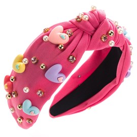 scicent Headbands for Women Fashion Hairbands for Wedding Pearl Jeweled Beaded Embellished Hair Band Knotted Handmade Head Bands for Party - 26327