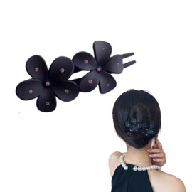 EZ PEACH Hair Clip, Large, Side Barrette, Hair Clip, Firm, Strong Hold, Simple Hair Accessory, 2 Strand Flowers, Swallow Clip, Elegant, Hair Arrangement, Hair Ornament, Tail Clip, Sparkling & Shiny,