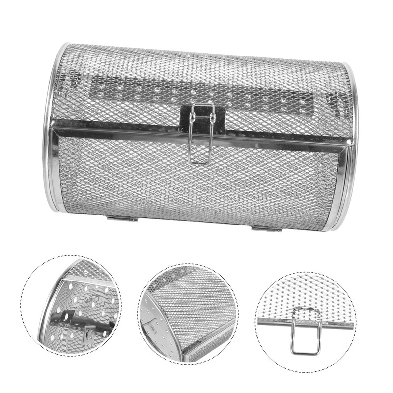 GRIRIW Grill Roaster Drum Rotisserie Basket Rotating Stainless Steel Oven