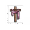 Patchwork Paradise Cross with Draped Cloth Christian Religious Iron-On Embroidered