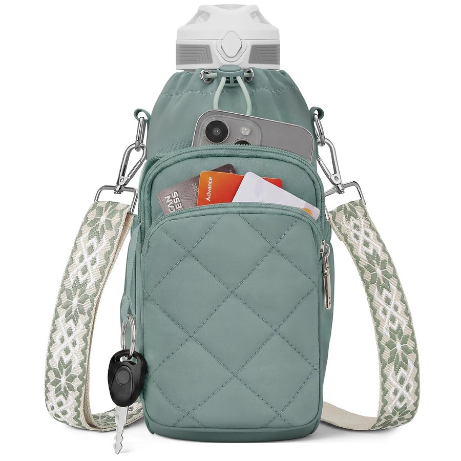 Insulated Crossbody Water Bottle Bag with Strap - 40 oz