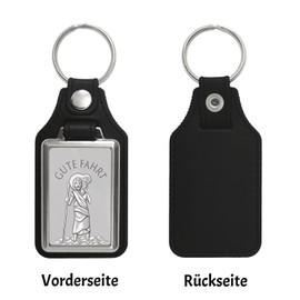 speecheese Saint Christopher - Good Ride Silver Keyring with Faux Leather Pendant the Patron Saint of Travelers and Drivers for the Keychain with Saint Figure as, multicoloured