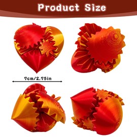Gear Ball,Gear Ball Fidget,Orange yellow Heart-Shaped 3D Printed Gear Ball Gear Sphere Puzzle Cube Fidget Toy