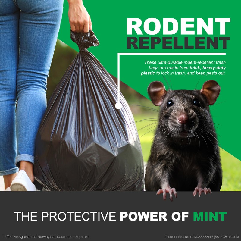 Mint-X Rodent Repellent Outdoor Home and Industrial Trash Bags with