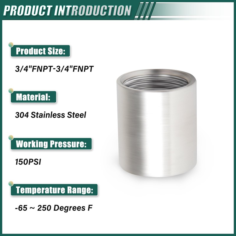 GORAGUCHI 10PCS 304 Stainless Steel Cast Pipe Fitting, 3/4" NPT