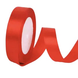 CAZAGA 1 Inch Red Satin Ribbon, 22 Yards Double Faced Fabric Ribbons for Gift Wrapping, Bouquet, Garland, Bowknot, Hair, Crafts, Balloons, Party Decoration