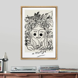 SIGNLEADER Framed Canvas Print Wall Art Matisse Floral Nature Woman Portrait Abstract Shapes Illustrations Modern Art Decorative Minimal Relax/Calm for Living Room, Bedroom, Office - 16"x24" NATURAL