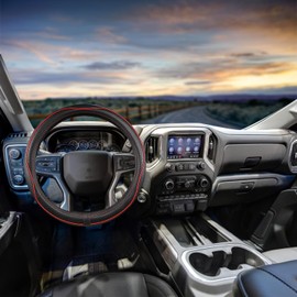 CACAWIZ - Funda de volante para Chevy, compatible con Silverado, Tahoe, Equinox, TravSE, Colorado, rojo