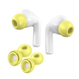 Kisface Anti Slip Earbud Silicone Cover Case Earphone Tips Compatible with AirPods Pro 2019 Earplugs 2 Pairs(Yellow/M)