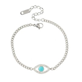 meosked Dainty Gold/Silver Evil Eye Bracelets for Women (silver)