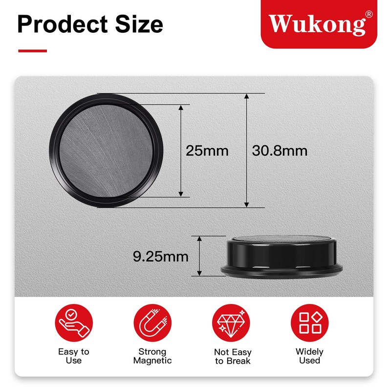 Wukong 24 Pack Black Fridge Magnets, Strong Whiteboard Magnets for