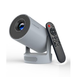 Magcubic Mini Projector with WiFi 6 and Bluetooth 5.4, Portable Projector 4K support, 5w Soundbase Speaker, Auto Vertical Keystone 180°Rotatable Smart Proyector for Movie Home Outdoor HY300Pro+ (Grey)