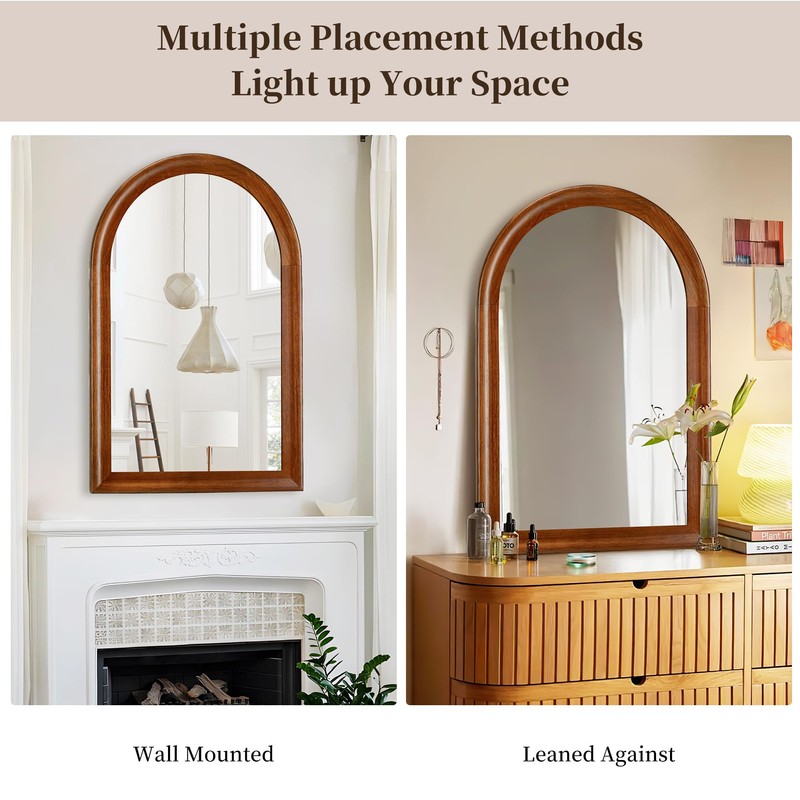 Tanmicoshomy Wood Bathroom Mirror 24x36 Inch,Rustic Wall Mirrors with Shatter-Proof