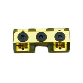 Guyker Locking Clamp for Guitar, Behind the Nut, with Screws, Pure Brass Headless Guitar Bridge String Lock CNC Machined 6 String Electric Guitar Replacement Part, XS001 Gold