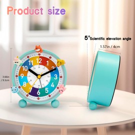 PIXESTT Children's Alarm Clock, Children's Alarm Clock for Back to School, No Ticking Noise, with Night Light and Snooze Function, with 5 Alarm Clock Decoration, Suitable for Learning, Sleep Wake Up A