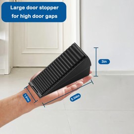 Strongest Adjustable Spring Large Door Stopper, Metal Door Wedge, Tall up to 3 in Doorstop Suits Any Heavy Doors (Black)