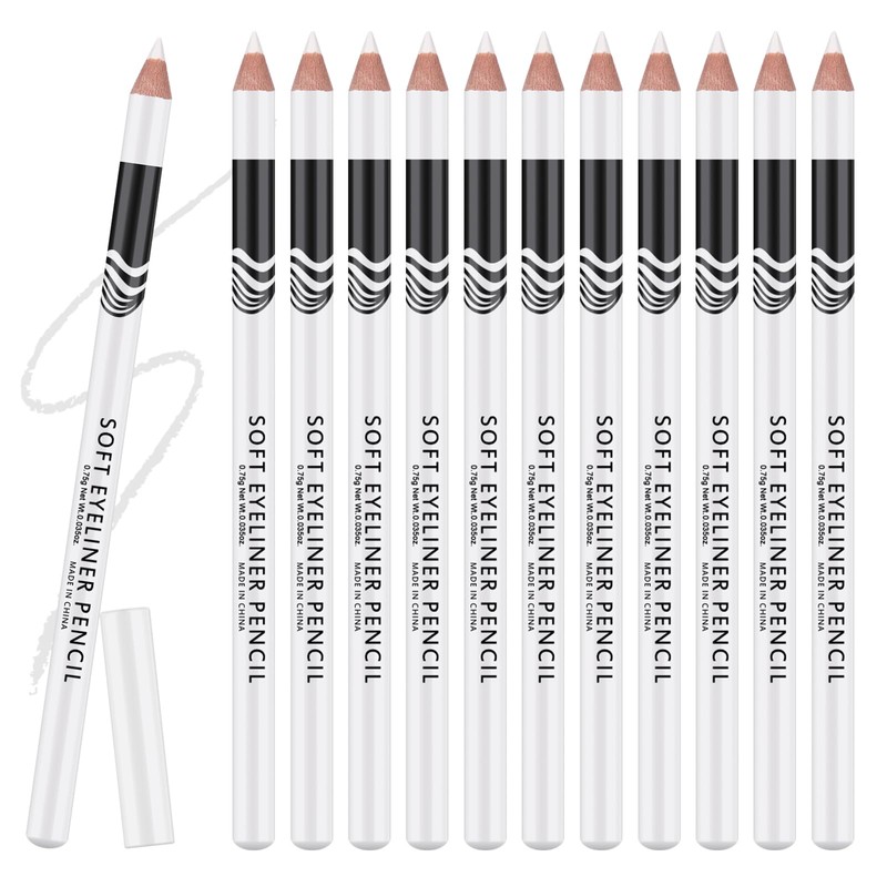 Ownest 12 Pcs White Eyeliner Highlighter Pen, White Pearl Eyeliner