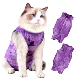 Cat Surgery Recovery Suit, Cat Onesie for Cats After Surgery Anti Licking Wounds, Cat Outfit E-Collar Alternative for Cats Spay Recovery Suit Female and Male, Tie Dye Cats Shirt Clothes