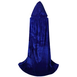 VGLOOK Full Length Hooded Cloak Unisex Adult Velvet Cape Cosplay Costumes 59" Blue