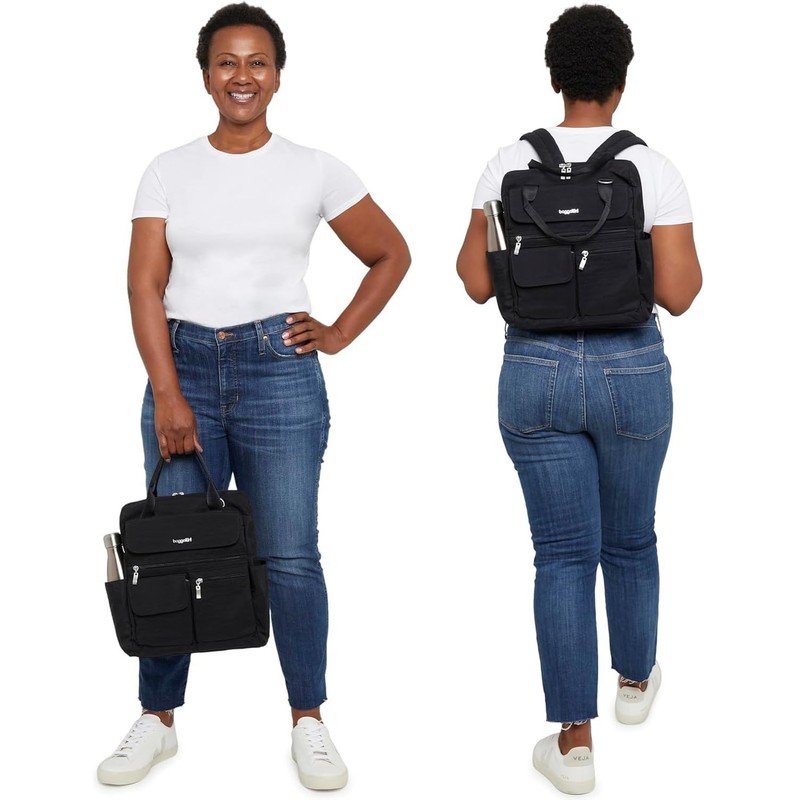 Baggallini Women's Modern Everywhere Laptop Backpack, Sterling Shimmer, One Size