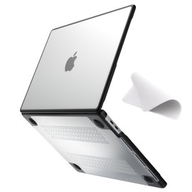 eleger Anti-cracking Case compatible with MacBook Pro 13 inch M2/M1 A2338 A2251 A2289 A2159 A1989 A1706, 2022-2017 Release, Black TPU Bumper & Hard PC Shell, Matte Clear