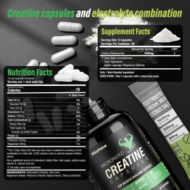 BIKAYALUE Creatine Capsules & Electrolytes Powder, 150 Creatine Capsules, 10 Pack Electrolyte Combination, Supplement for Muscle, Energy, Recovery, Gluten-Free Creatine for Women, Men-Black 29
