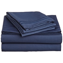 Lamma Loe Silky Soft Luxurious Supreme Microfiber 4-Piece Sheet Set with Embroidered Pillow Cases, King, Dark Navy Blue