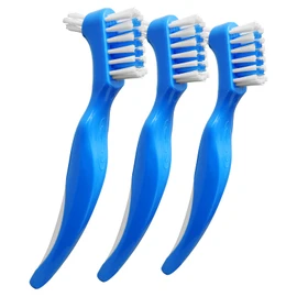 3 Pack RE-GEN Double Sided Easy Grip Ergonomic Multipurpose Denture Dental Care Cleaning Brush Tool