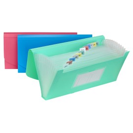 C-Line 13-Pocket Poly Expanding File, 10 x 5 Inches, Junior Size for Receipts and Checks, Includes Tabs, 1 File, Color May Vary (58710)