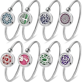 Regalo de cumpleaños para mujer, pulsera difusor de aceite esencial, pulsera de aromaterapia, correa de acero inoxidable con 10 almohadillas para orejas de repuesto XL101-12