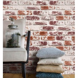 Red Brick Wallpaper Peel and Stick Wallpaper Brick Contact Paper for Walls Faux 3D Brick Wallpaper Self-Adhesive Removable Wallpaper for Kitchen Backsplash Wallpaper for Bedroom Waterproof 17.7“×78.7”