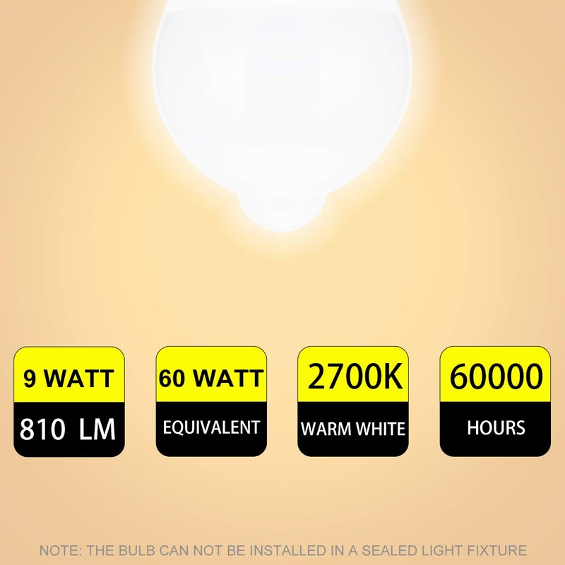 HEKEE Motion Sensor LED Light Bulb 9W A19 PIR Built-in