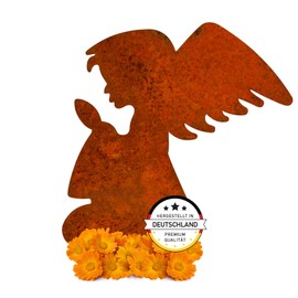 EXTRAVAGANT® Grave Ornament Angel Weatherproof Grave Decoration Metal Steel Rust Patina Grave Decoration Cemetery Memorial Stake Graveyard Decoration Durable Memorial Sign Pet Fur Nose