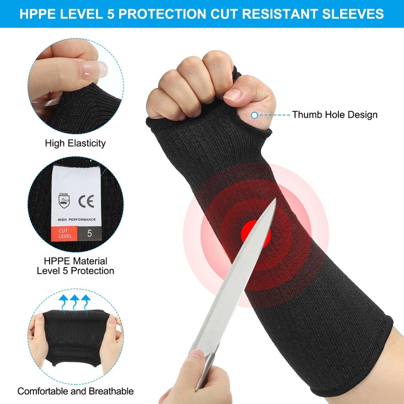 PATIKIL 12 Inch Cut Resistant Sleeve, 3 Pairs Arm Safety