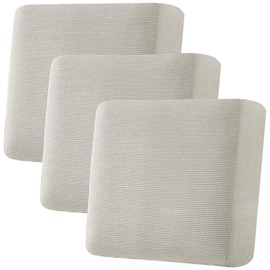 H.VERSAILTEX Super Stretch Individual Seat Cushion Covers Sofa Covers Couch Cushion Covers Slipcover Sets Thick Jacquard Textured Twill Fabric (3 Piece XL Sofa Cushion Covers, Island Fossi)