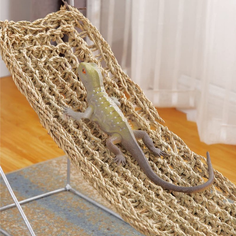 Mipcase 2Pcs Reptile Seagrass Hammock Lizard Hammock Hanging Ladder Lounger