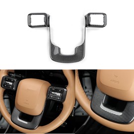 JUIVEEL ABS Car Steering Wheel Frame Cover Steering Wheel Button Panel Protection Frame Molding Trim Compatible with Hyundai Santa FE 2024 Accessories(Carbon Fiber Style)