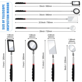 4 Pieces Telescoping Inspection Mirror Telescoping LED Lighted Flexible Inspection Mirror Tool for Checking Observing Vehicle Small Parts(Classic Style)