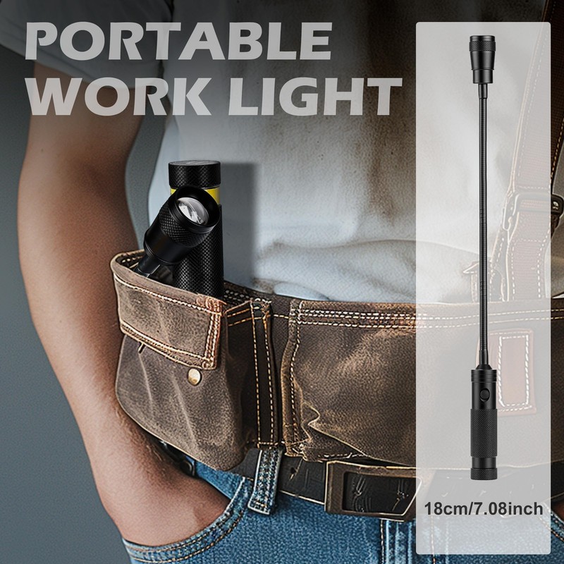 Favorlite LED Work Light, 500 Lumen Gooseneck Magnetic Light, Zoomable