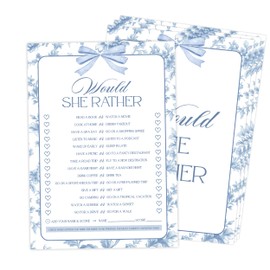 Something Blue Before I Do Would She Rather Bridal Shower Game, Pack of 30 Game Cards, Vintage Bridal Shower Decorations, Wedding Engagement Decor, Bachelorette Party Supplies - KR16