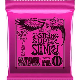 Ernie Ball 7-String Super Slinky Nickel Wound Electric Guitar Strings, 9-52 Gauge (P02623)