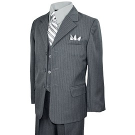 Boys Pinstripe Suit in Grey with Matching Tie Size 20