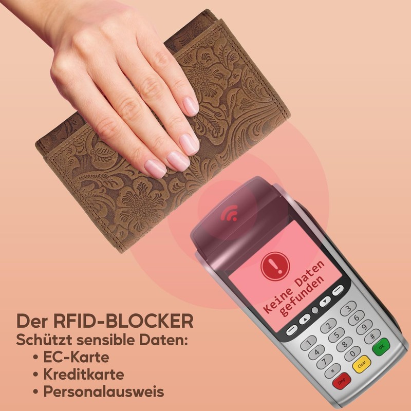 ekavale Ladies Leather Wallet Flower RFID Blocking Long Wallet with