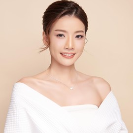 DuoDiner Pearl Necklace, 0.2 inch (6 mm), 0.3 inch (8 mm), 0.4 inch (10 mm), Silver, Women's Pendant, Hypoallergenic Metal, Respect for the Aged Day, Wedding, Graduation Ceremony, Gift, Pearl, No